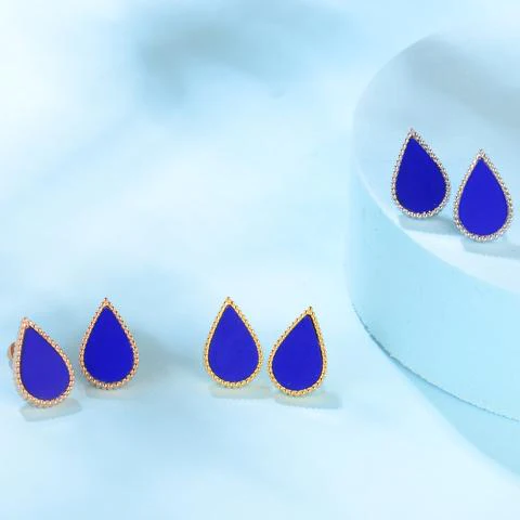 Drop / Earrings Blue Rose Gold - Image 3
