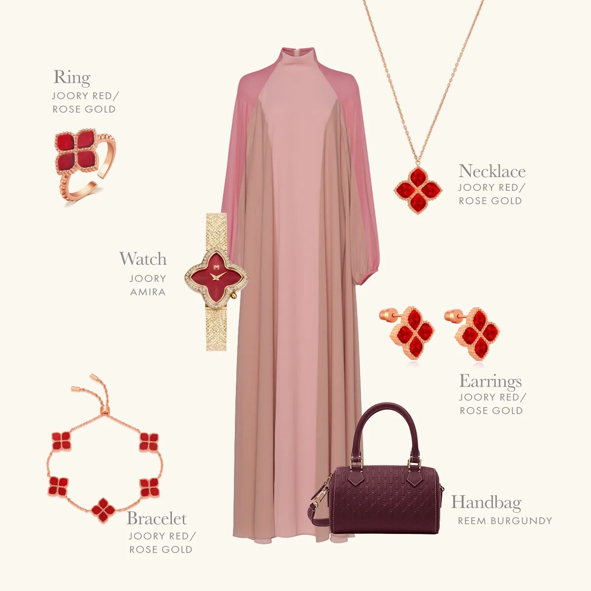 Joory / Necklace Red Rose Gold - Image 8