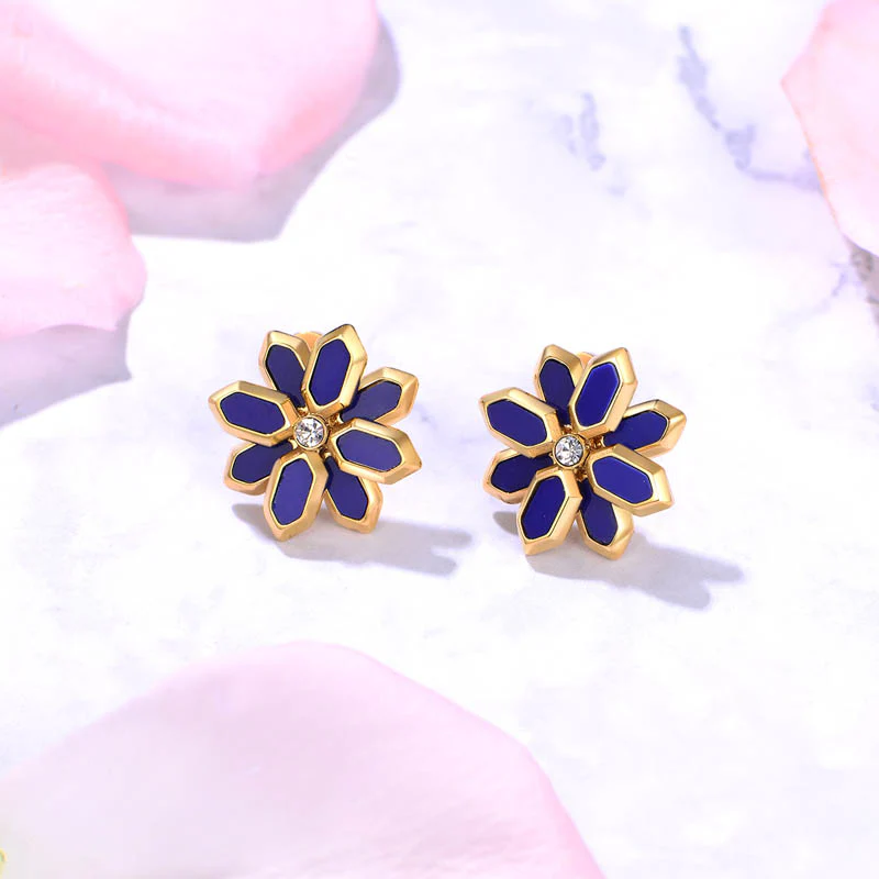 Lotus / Earrings Blue Gold - Image 3